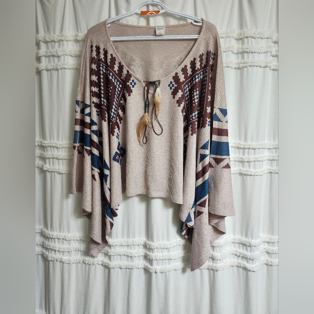 Boho style cropped cape. S/M